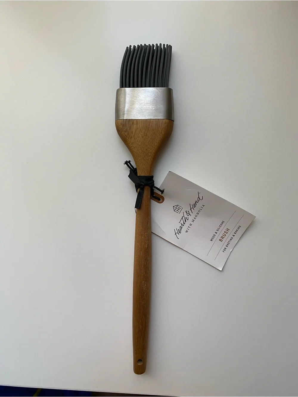 HEARTH & HAND WITH MAGNOLIA WOOD & SILICONE BRUSH FOR BASTING & BAKING NEW